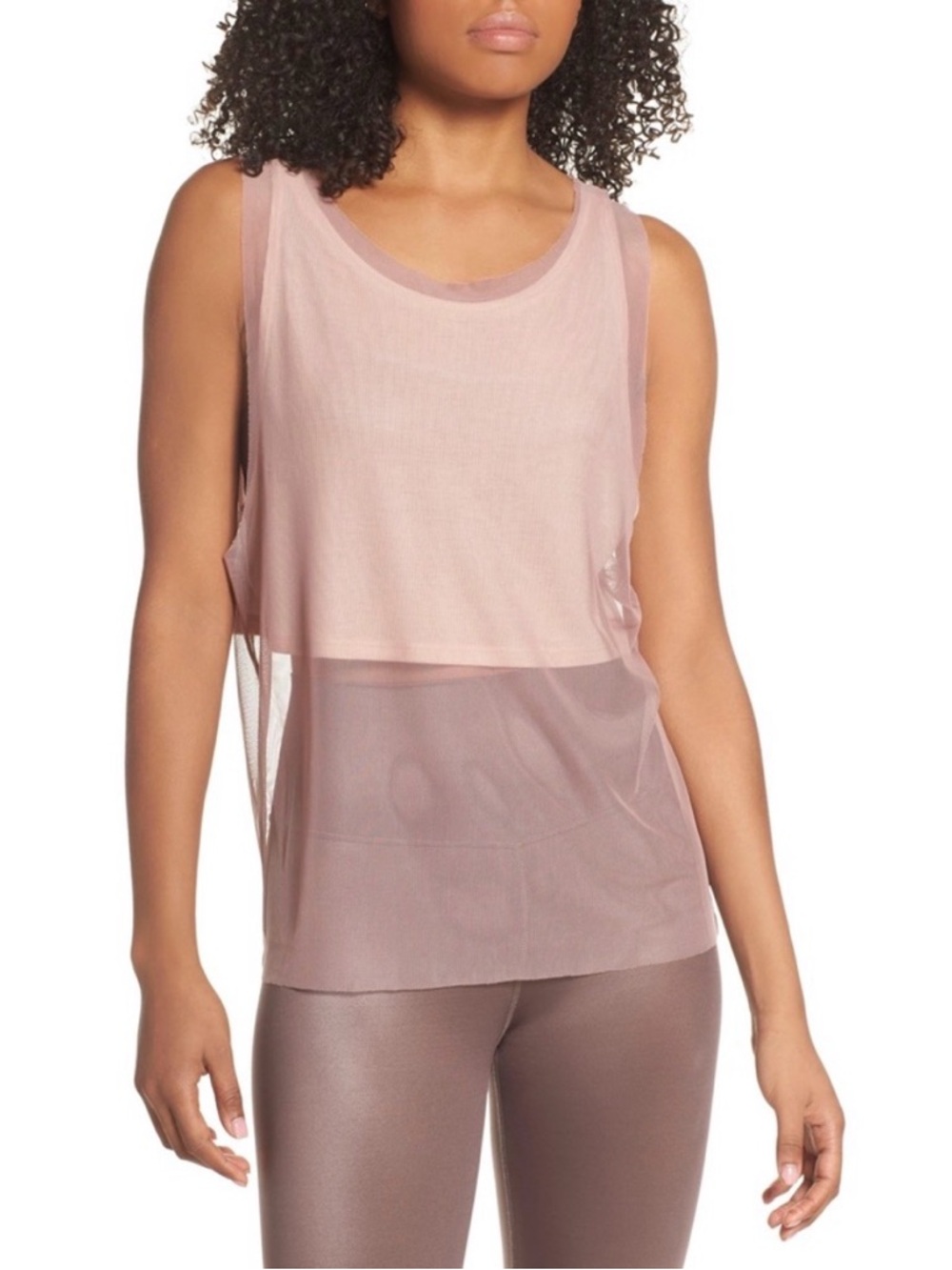 Alo Yoga Layer Up Tank Smoky Quarts Mauve XS Women’s Workout Top